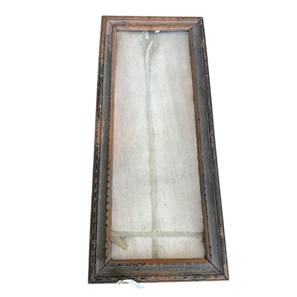 VINTAGE Antique Picture Photo Frame 5x14” Wood Wall Hanging Decor w/ Glass READ